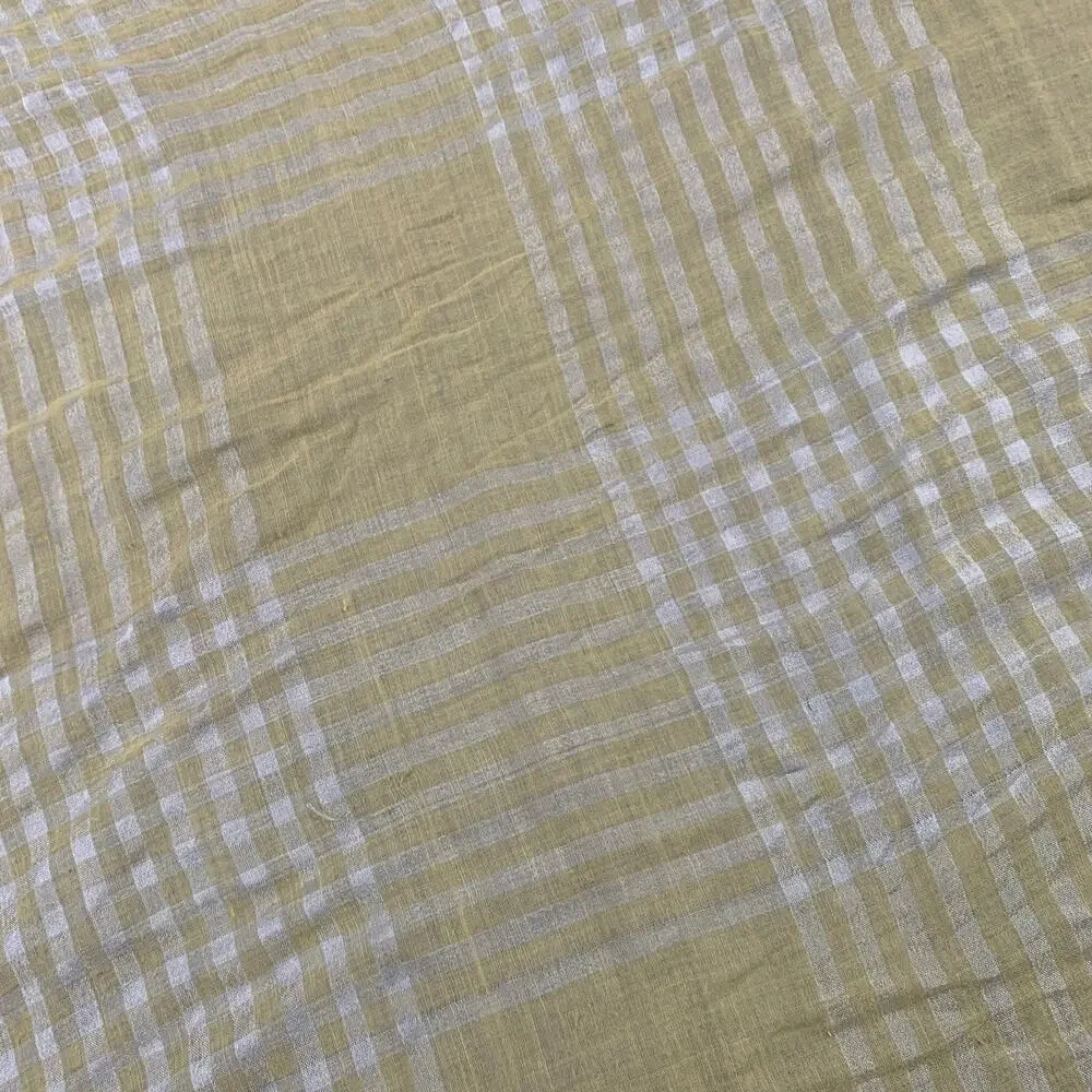 VINTAGE Yellow Brown Stripe Fringe Square Scarf